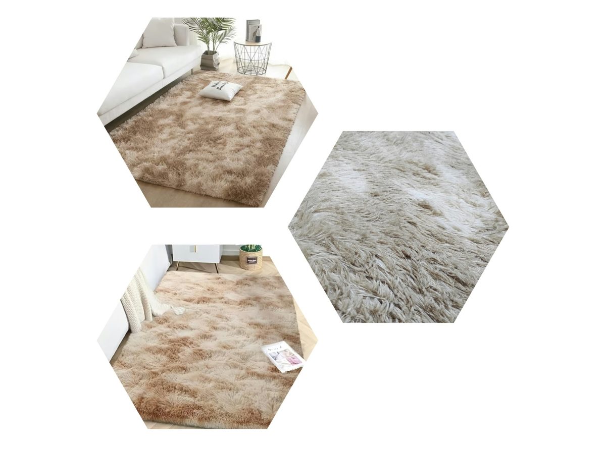 Alfombra peluda suave 1×2 m, beige