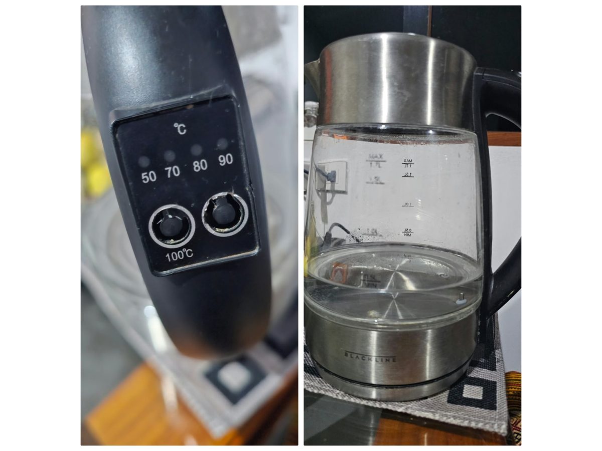 Hervidor eléctrico de vidrio Blackline con temperatura